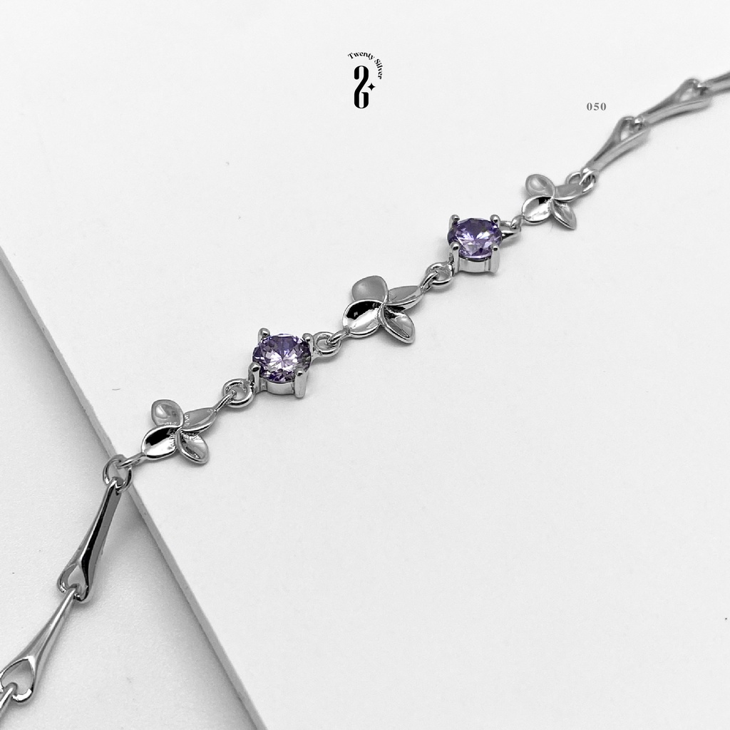 Vòng Tay Bạc S925 Cỏ Ba Lá Đính Đá LTVAD050. Lắc Tay Nữ Bạc 925 20Silver