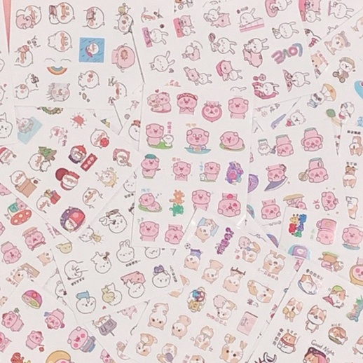 Sticker Hình Dán Trang Trí Hủ Đựng Slime Sổ Tay Bình Nước Dễ Thương Đủ Mẫu - Nguyên Liệu Làm Slime