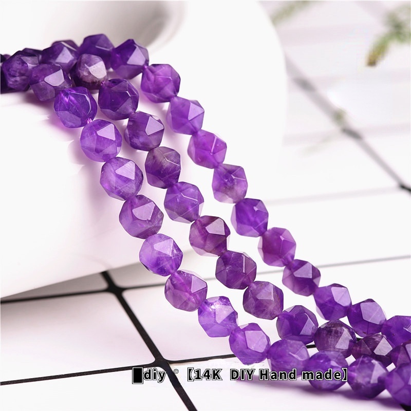 █diy●Chuỗi Hạt Đá Thạch Anh Tím Tự Nhiên Mặt Tròn Bán Dẫn Sản Phẩm Nhà Máy