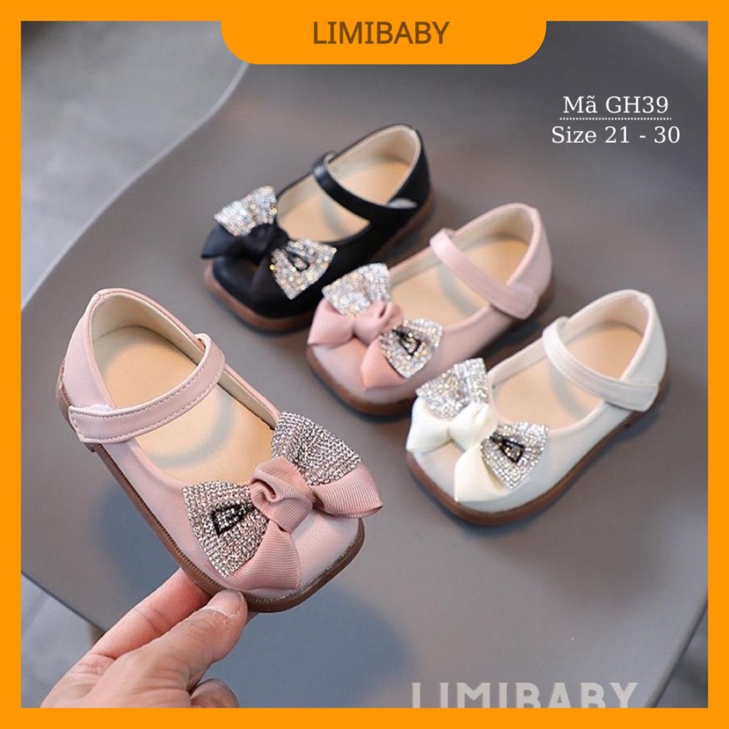 Giày sandal bé gái  đi học 1 - 5 tuổi gắn nơ xinh xắn phong cách Hàn Quốc 3 màu hồng đen trắng GH39