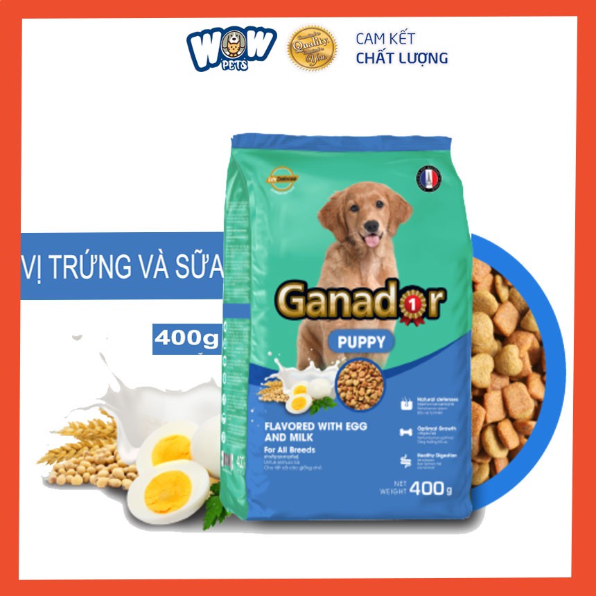 [E010] Thức ăn cho chó con Ganador vị trứng và sữa Egg and Milk 400g wowpets thức ăn hạt khô cho chó