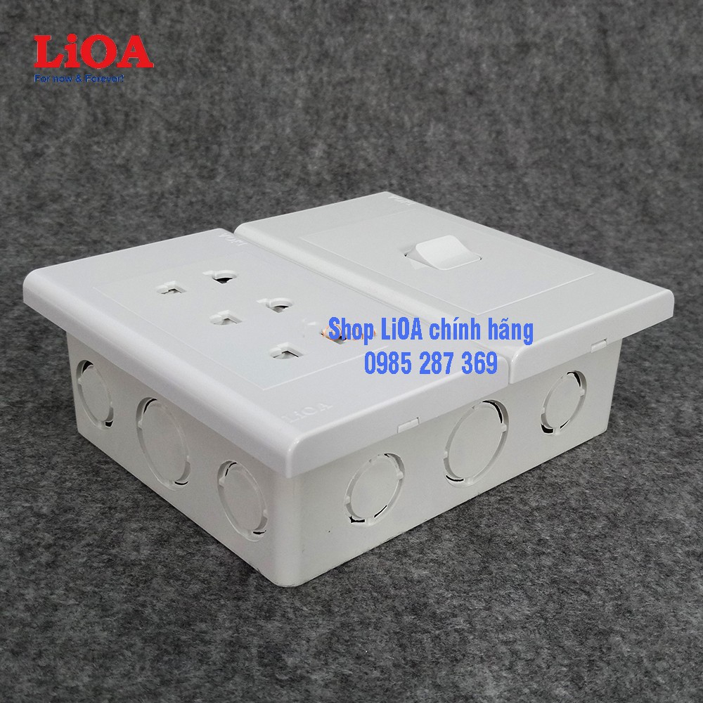 Combo ổ cắm điện ba 2 chấu LiOA 16A 3520W + 1 công tắc điện - Lắp âm tường