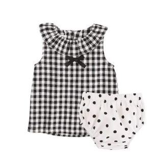 Set áo kẻ caro kèm chip cho bé