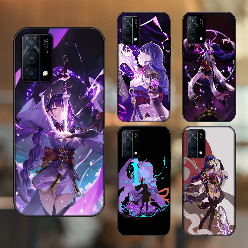 Ốp lưng Oppo K9 viền đen in hình Raiden Shogun Genshin Impact