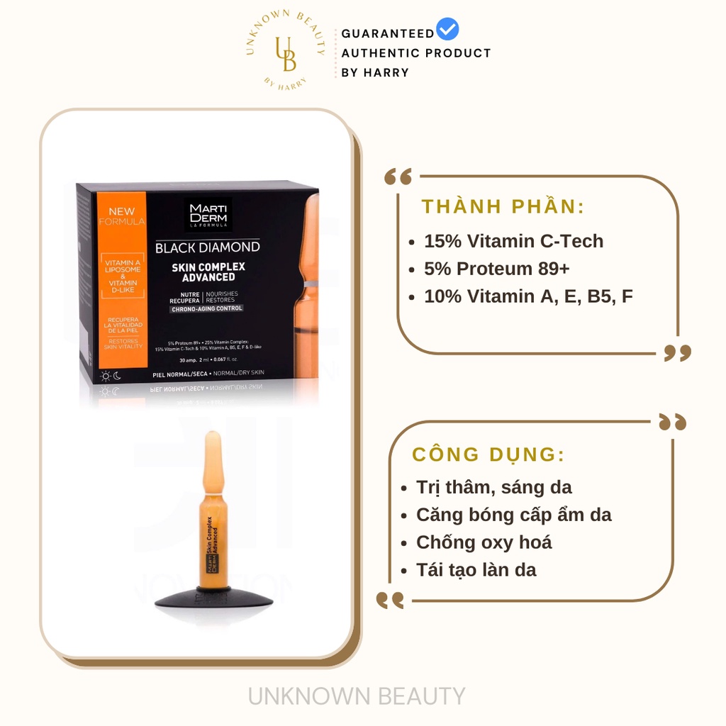 Tinh chất Martiderm giảm thâm, sáng da, chống lão hoá Black Diamond Skin Complex | Unknown Beauty