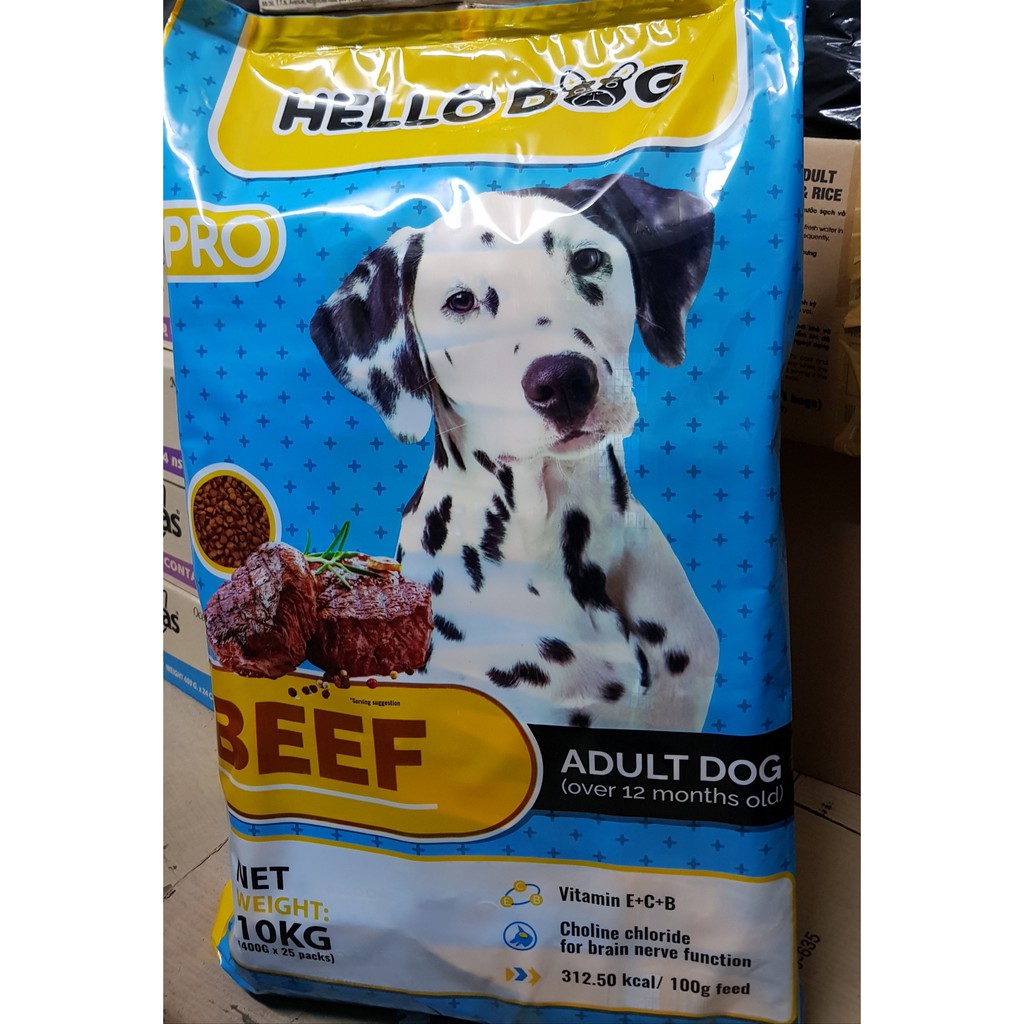 Hạt cho chó Hello Dog Adult bao 10kg NK Thái Lan