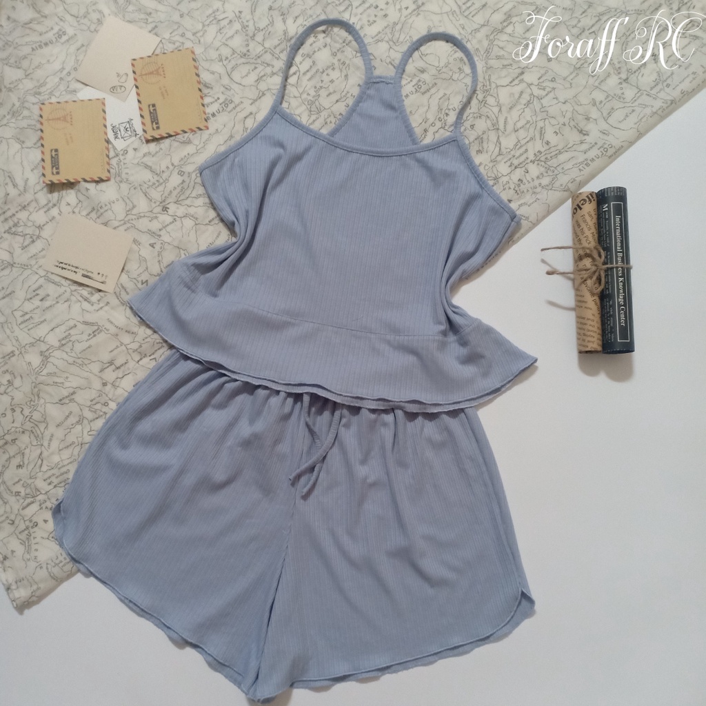 Đồ bộ ngủ nữ RCB12, hai dây yếm chất liệu thun cotton 100% | BigBuy360 - bigbuy360.vn