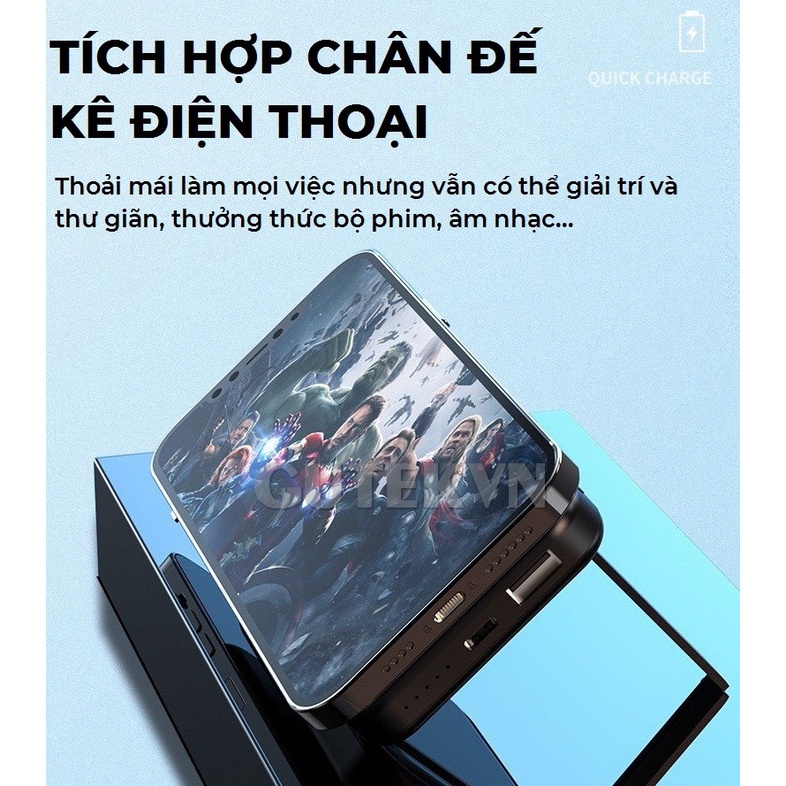 Sạc dự phòng không dây sạc nhanh 22,5W pin 15000mah cao cấp cho từ ip 8/X/11/12/13 – Gutek GT68