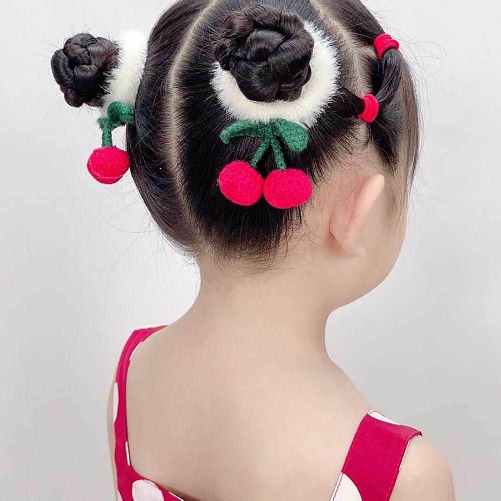 Dây Cột Tóc Lông Nhung Co Giãn Hình Quả Cherry Đơn Giản WMES15H Cho Nữ