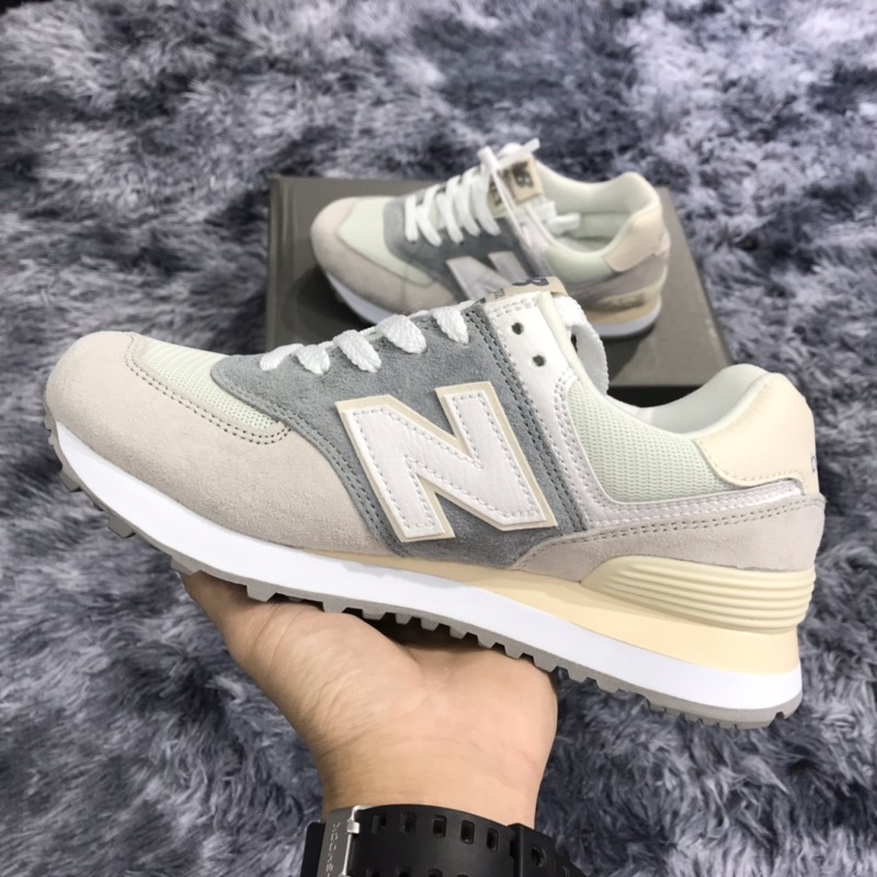 Giày Sneaker nam nữ Newbalance 574 xám trắng Giày thể thao