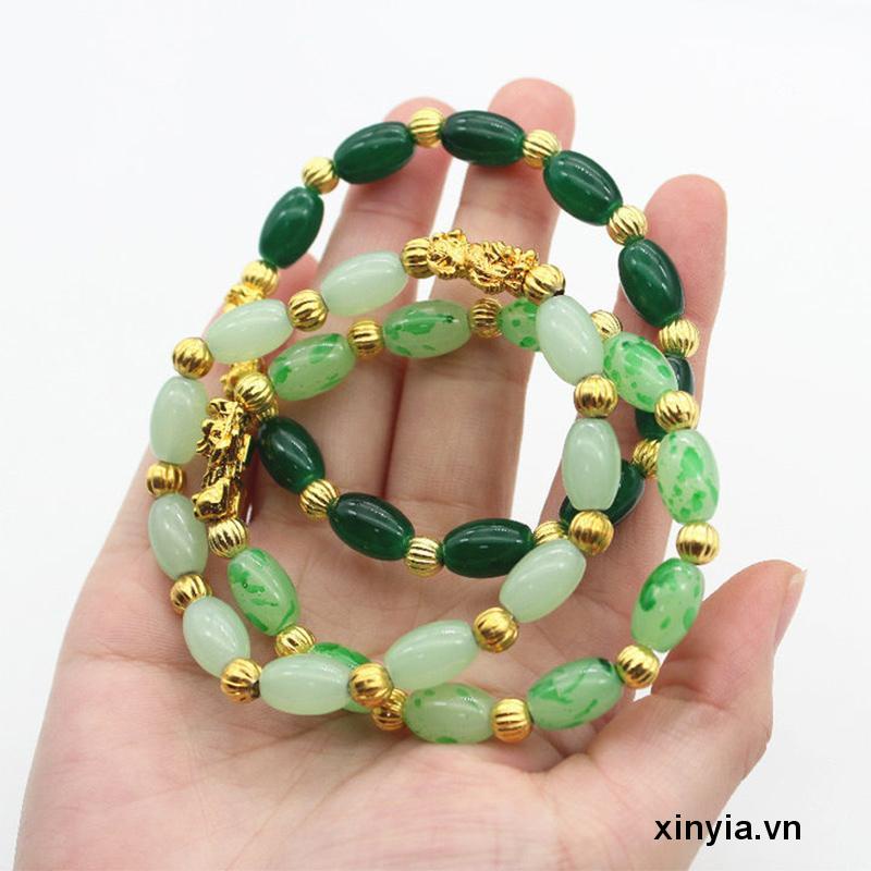 Vòng Tay Hạt Đá Mã Não Hình Oval Cứng Vàng May Mắn Cho Nữ