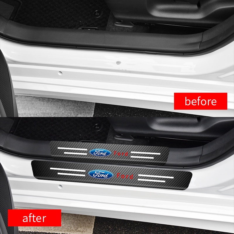 Set 4 Miếng Dán In Họa Tiết Sợi Carbon Trang Trí Cửa Xe Hơi Ford ST FOCUS 2 3 Mondeo Fiesta Kuga MK2 MK3 MK4