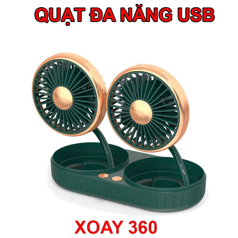 Quạt Đôi Mini Dùng Trên Ô Tô, Xe Hơi Và Văn Phòng, Gió Thổi Cực Mạnh, Quạt Xoay 360 Độ 12v/24v F303AB