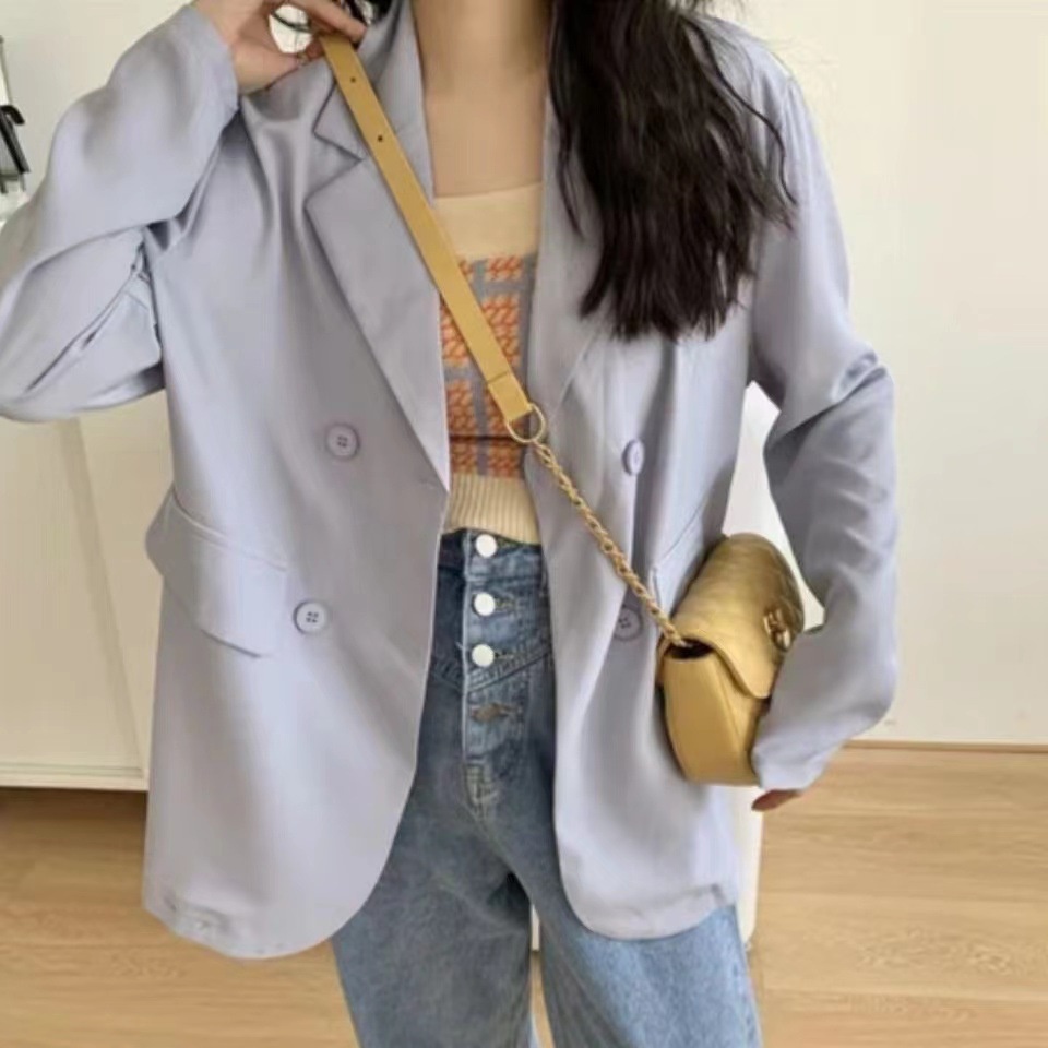 Áo Khoác Blazer Tay Dài Dáng Rộng Thời Trang Thu Đông Cho Nữ