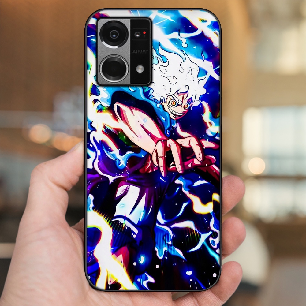 Ốp lưng Oppo Reno 7 4G viền đen in hình Luffy One Piece