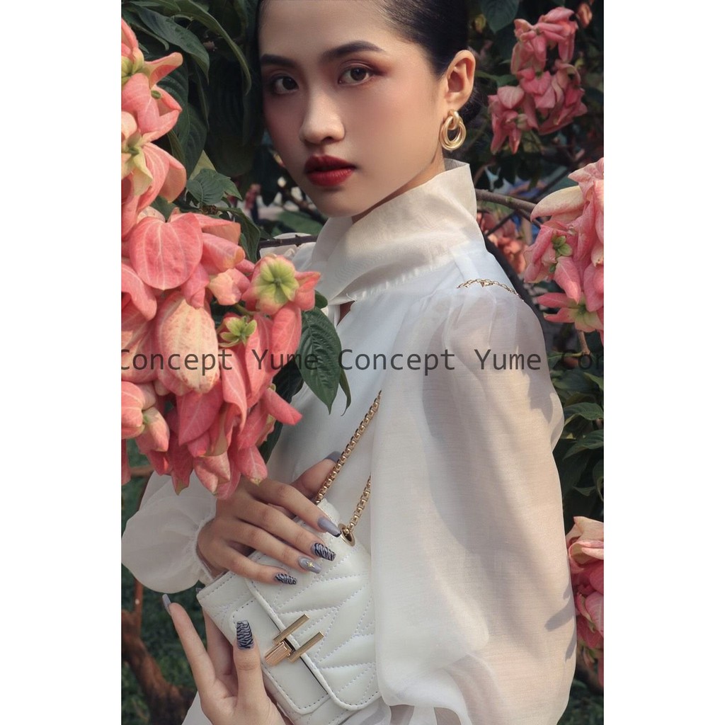 Đầm Tiểu Thư Tay Phồng Thiết Kế Dáng Dài Dự Tiệc Sang Chảnh Màu Trắng, Hồng | ROSE CLOTHING D0080