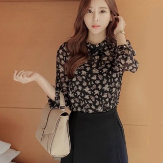 Áo sơ mi công sở kiểu cách điệu hoa nhí size M L Xl