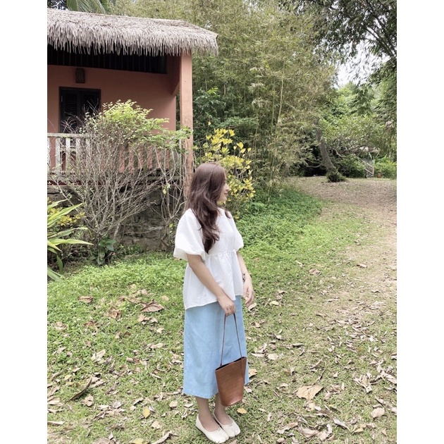 Chân váy denim form suông thiết kế Ma Vie