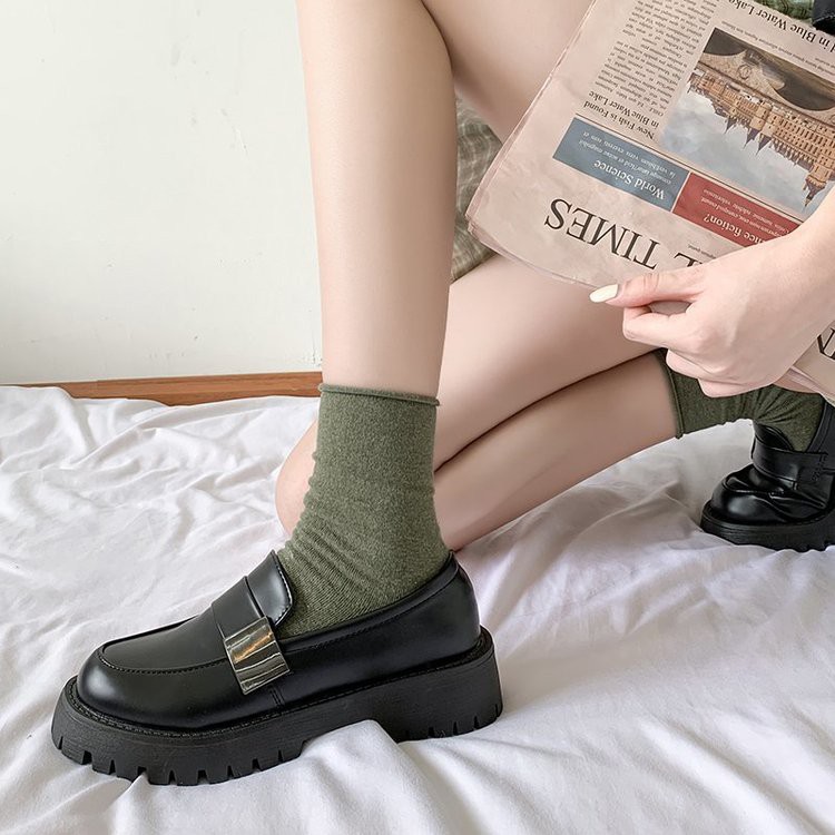 [ Mã 66CBSALE giảm 30K đơn 200K] Giầy bóng, phiên bản Hàn Quốc của giày tay áo cổ với đế giày dày | BigBuy360 - bigbuy360.vn