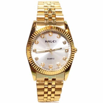 Đồng hồ Nam dây thép mạ vàng chống nước HALEI 356M6 (tặng kèm pin dự phòng )