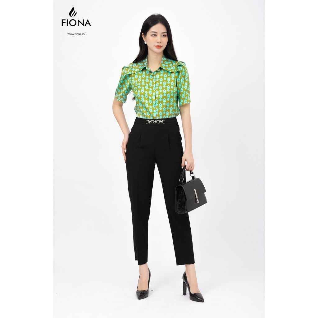 Áo sơ mi nữ dáng suông Fiona cổ đức nẹp dấu khuy tay bồng F551301