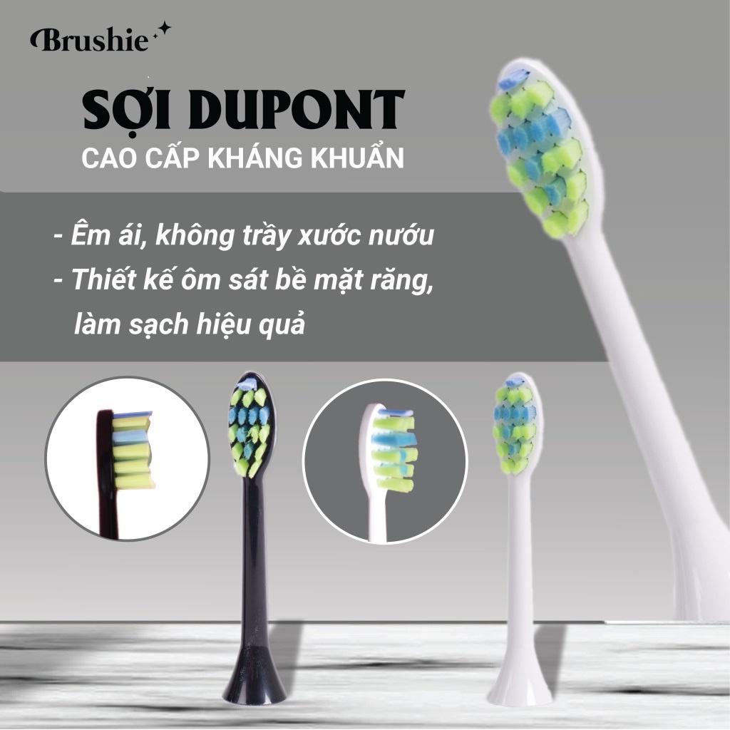 Bàn chải điện Brushie tích hợp máy rửa mặt công nghệ sóng âm sonic, phù hợp cho mọi loại răng - Chính hãng Brushie