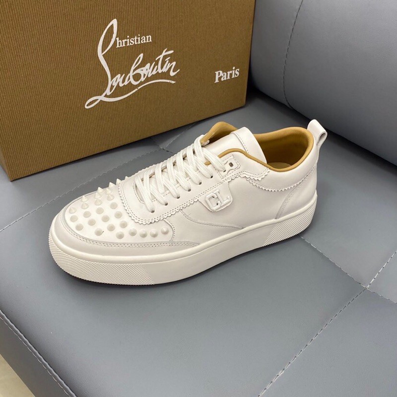 Giày thể thao/ sneakers nam cổ ngắn da thật cao cấp có gắn đinh ở phần mũi thương hiệu Louis Vuitton LV