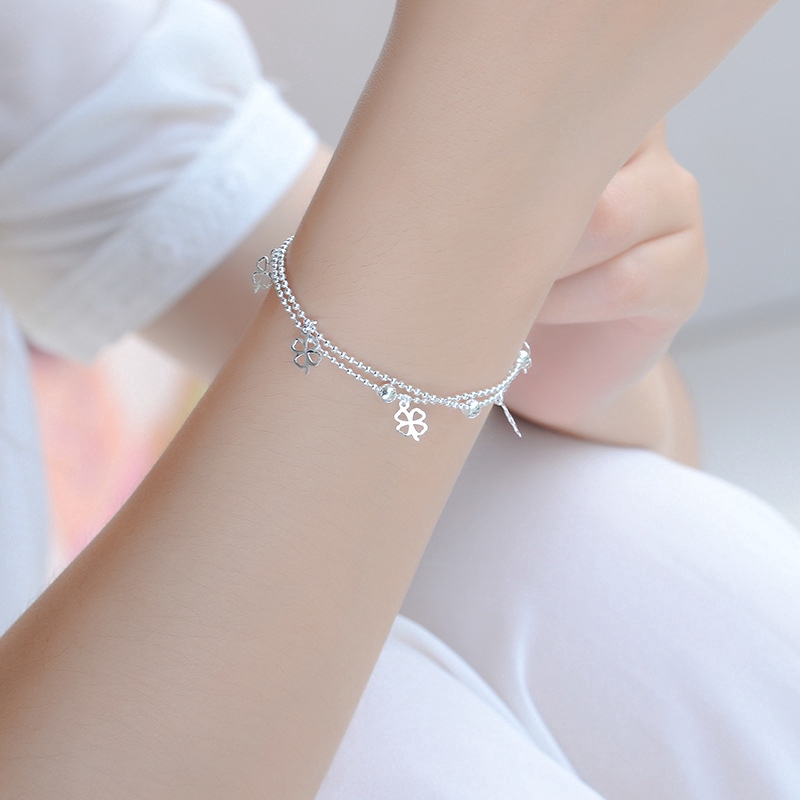 Vòng đeo tay màu bạc nhiều lớp thời trang dành cho nữ