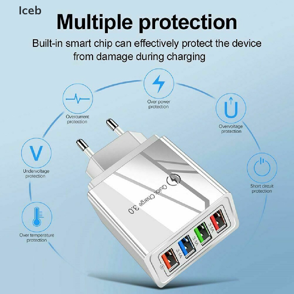 Củ sạc nhanh 4 cổng USB 3.0 5V tiện lợi