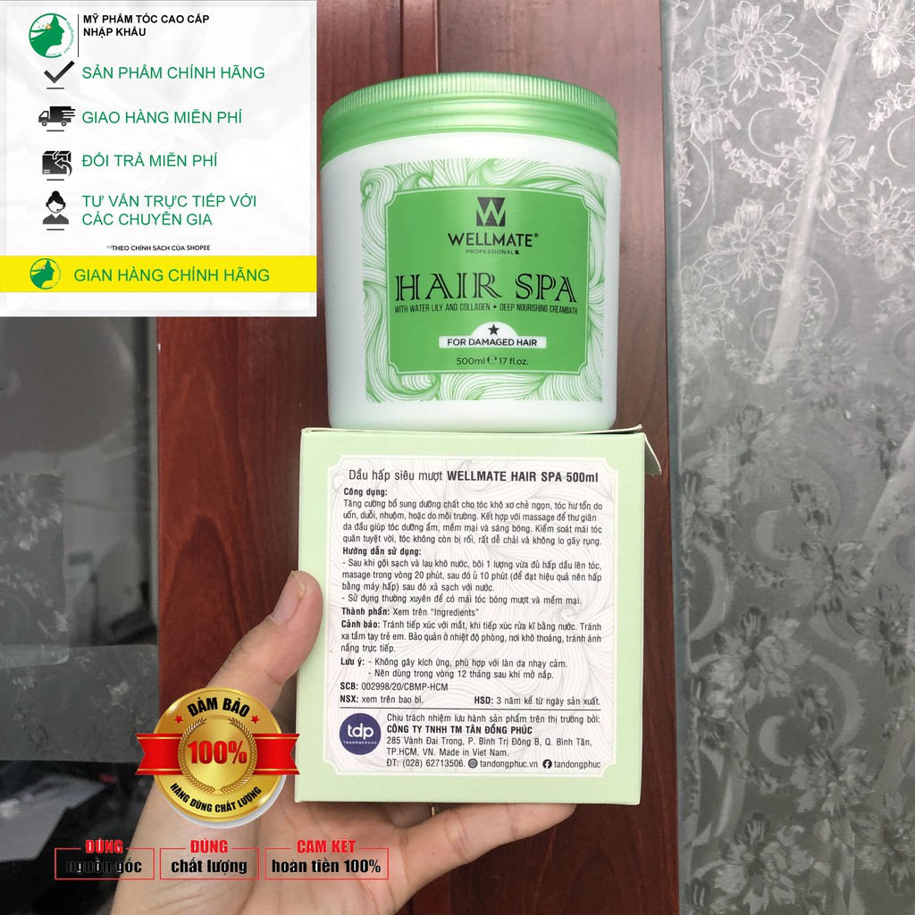 ##chính_hãng_100%_Hấp dầu siêu mượt WELLMATE Hair spa 500ml