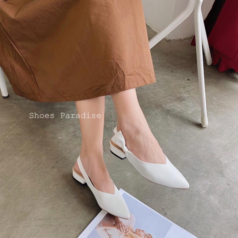 Giày Cao Gót Nữ Bít Mũi Nhon Nơ Đế Thấp ( FORM NHỎ NHÍCH LÊN 1 SIZE ) -lkh*