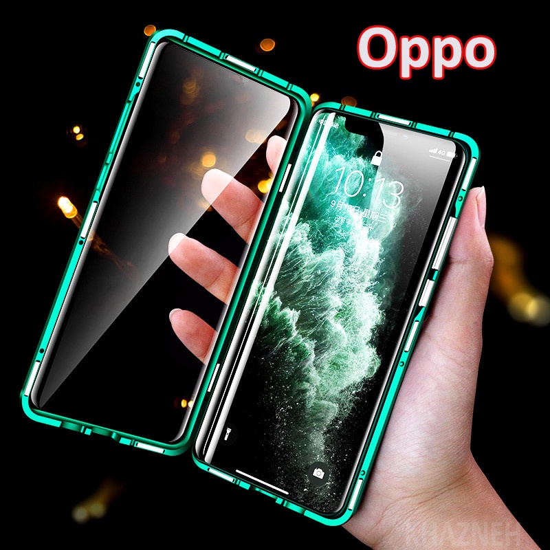 Cho Oppo Reno 8T 8Z 7 7Z 6 6Z A17K A77s A57  A96 A76 A74 A95 A94 Ốp Điện Thoại Kính Cường Lực Hai Mặt Bảo Vệ 360 Độ