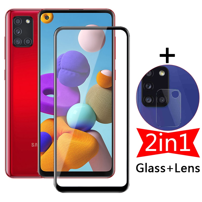 Kính Cường Lực Bảo Vệ Màn Hình 2 Trong 1 Cho Samsung Galaxy A21S A21 M21 + Lens A 21s A217F M 21 S