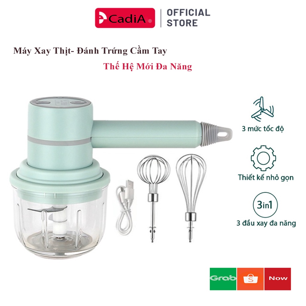 Máy Đánh Trứng Cầm Tay 3 trong 1 đa năng pin sạc - Máy xay thịt tỏi ớt hạt tiêu đánh sữa cafe mini không dây