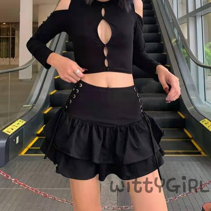 Chân váy ngắn dáng chữ A lưng cao màu sắc thời trang cho nữ