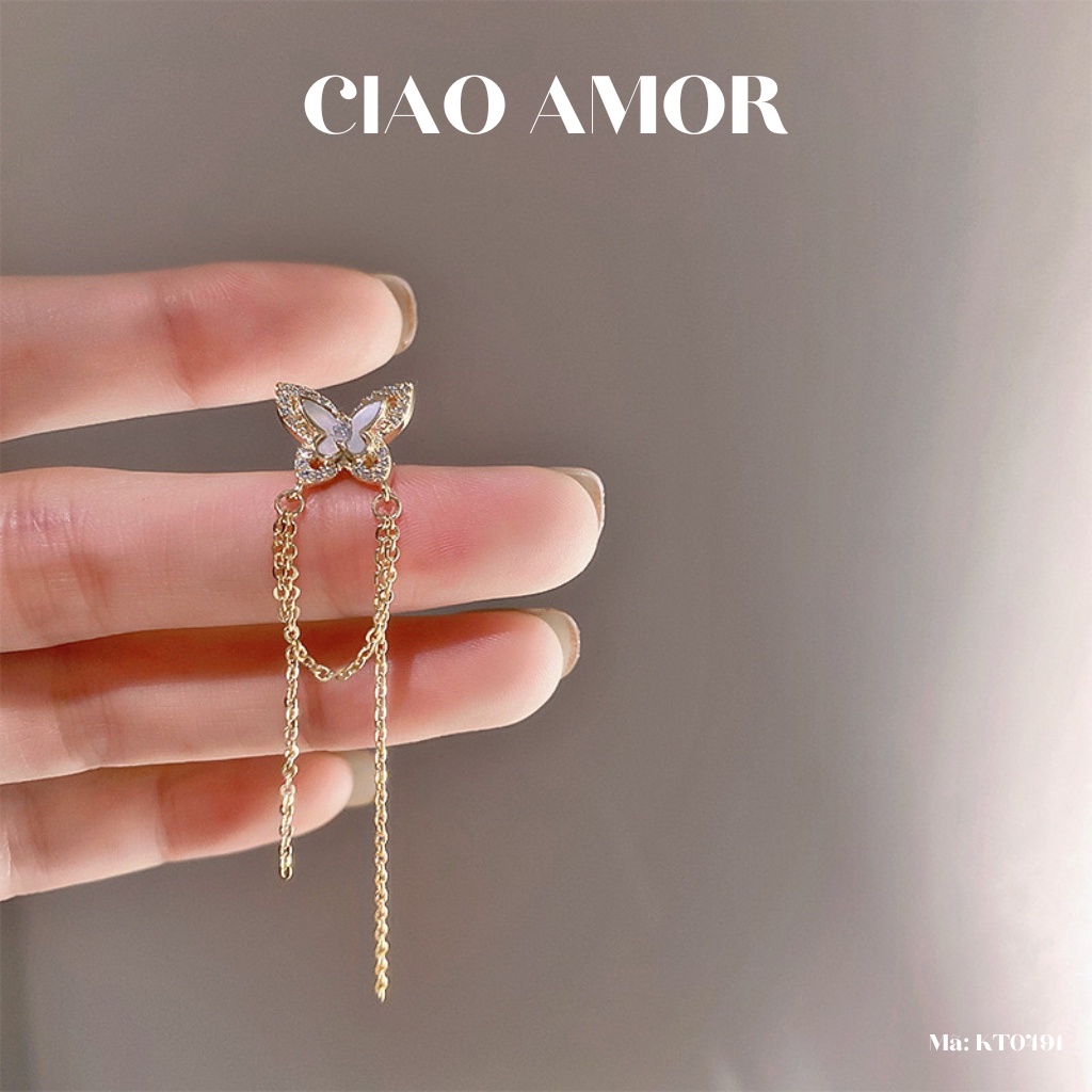 Khuyên tai, Bông tai nữ kẹo vành cánh lấp lánh dự tiệc Trang sức Ciao Amor - KT0491