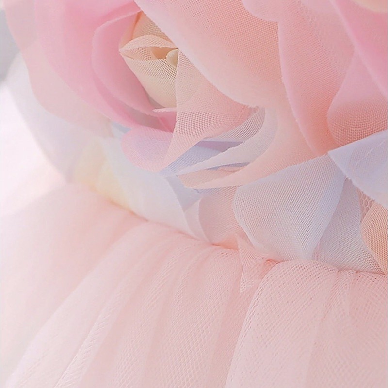 Đầm Công Chúa Cao Cấp TiNa’s House: Kiểu Sát Nách, Phối Hoa vs Chân Váy Nhiều Tầng Họa Tiết Cầu Vồng Cho Bé Từ 0-05Tuổi.