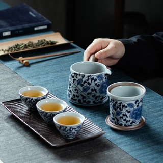 Bộ ấm pha trà tiện dụng hoa văn giả cổ hoạ tiết mẫu đơn
