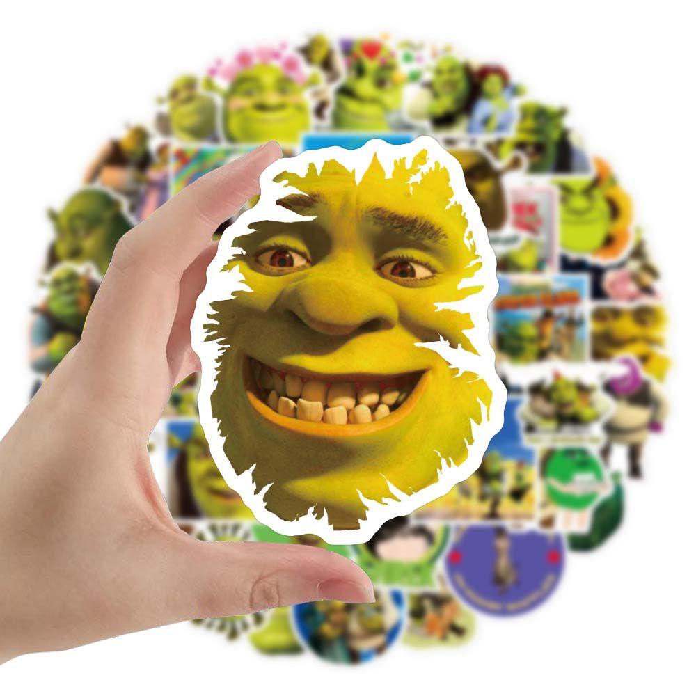 Set 100 miếng dán trang trí MMULCK PVC hình Shrek anime chống thấm nước cho sổ tay vali máy tính xách tay
