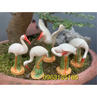 Tiểu cảnh đàn cò mỏ đỏ gốm sứ Bát Tràng