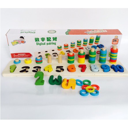 Giáo Cụ Montessori Bảng Học Đếm Bậc Thang 10 Cột Tính