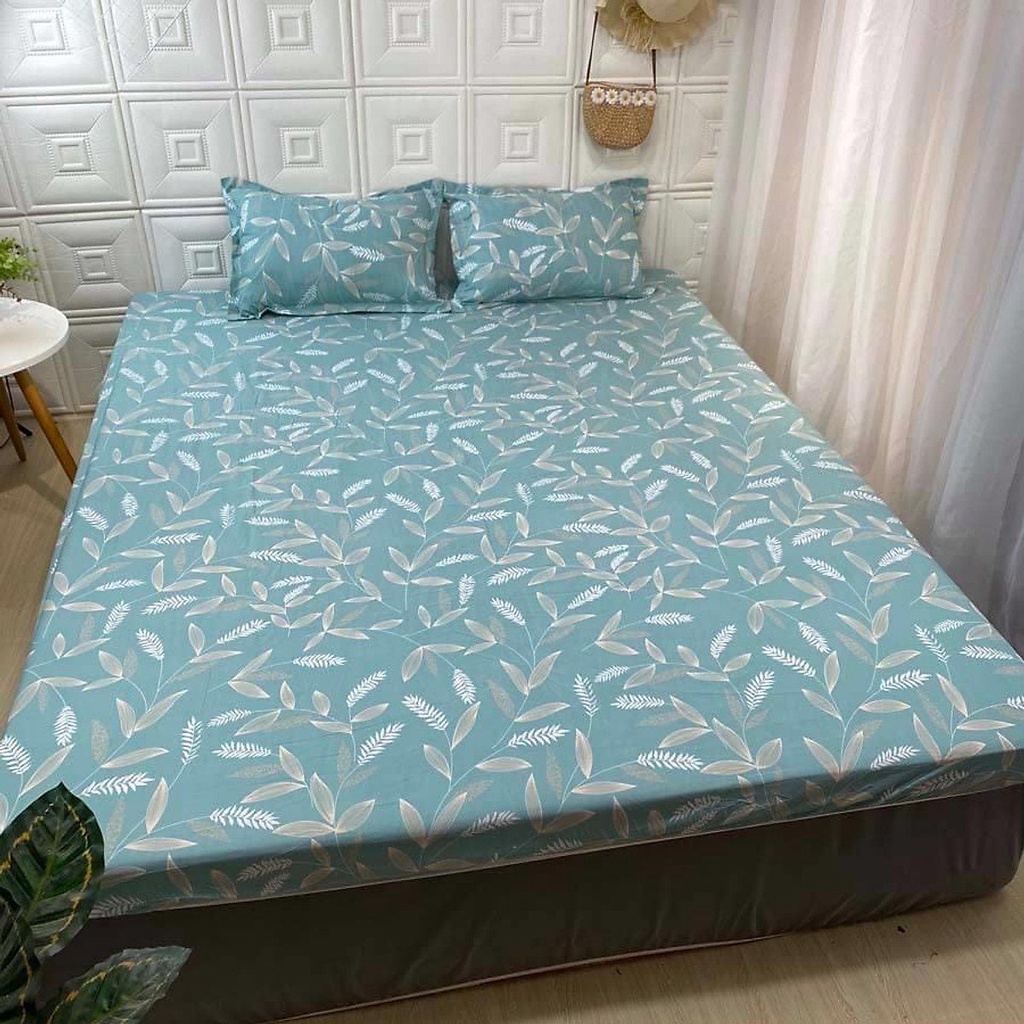 🐬 Bộ 3 món Ga gối ga bọc nệm mẫu Thỏ cute tim xanh  🐬 drap giường giá rẻ kích thước m2/m6/m8/2m2