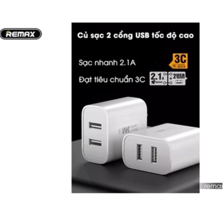 Củ sạc Remax RP-U51 2 Cổng USB Nguồn điện 2.1 A- Remax chính hãng có bảo hành