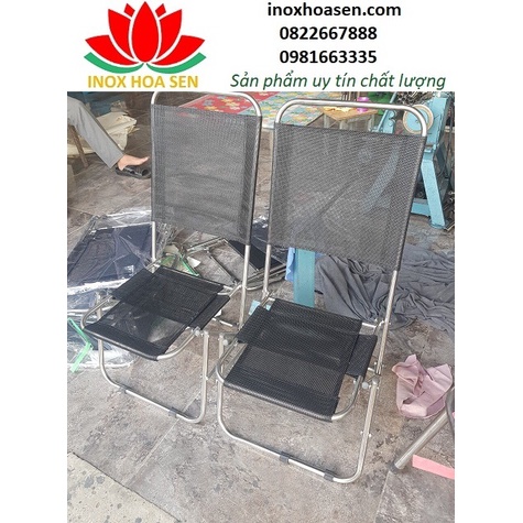 Ghế inox câu cá lưng cao,ghế xếp cafe ngoài trời,ghế vải sịn dày,bền đẹp