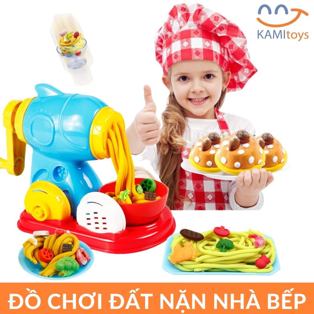 Đồ chơi cho bé gái nấu ăn (Chọn máy làm Mỳ hoặc làm Kem) + 5 bịch đất sét nặn an toàn trẻ em mã 50088.50124