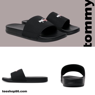 Dép quai ngang- Tommy Logo basic Đen