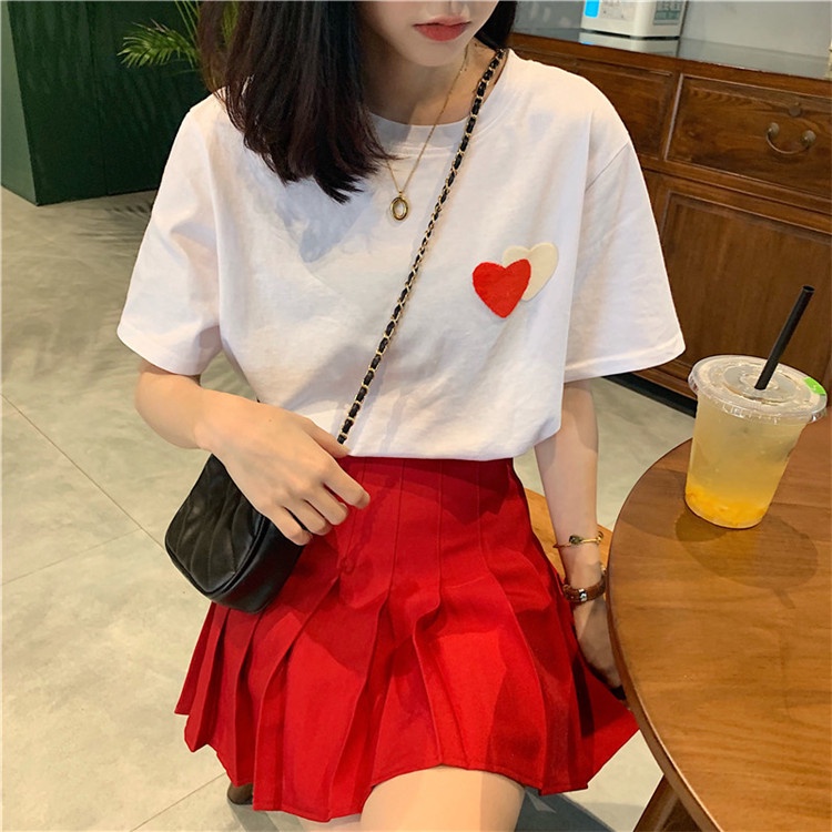 set 2 món váy lệch + áo tim