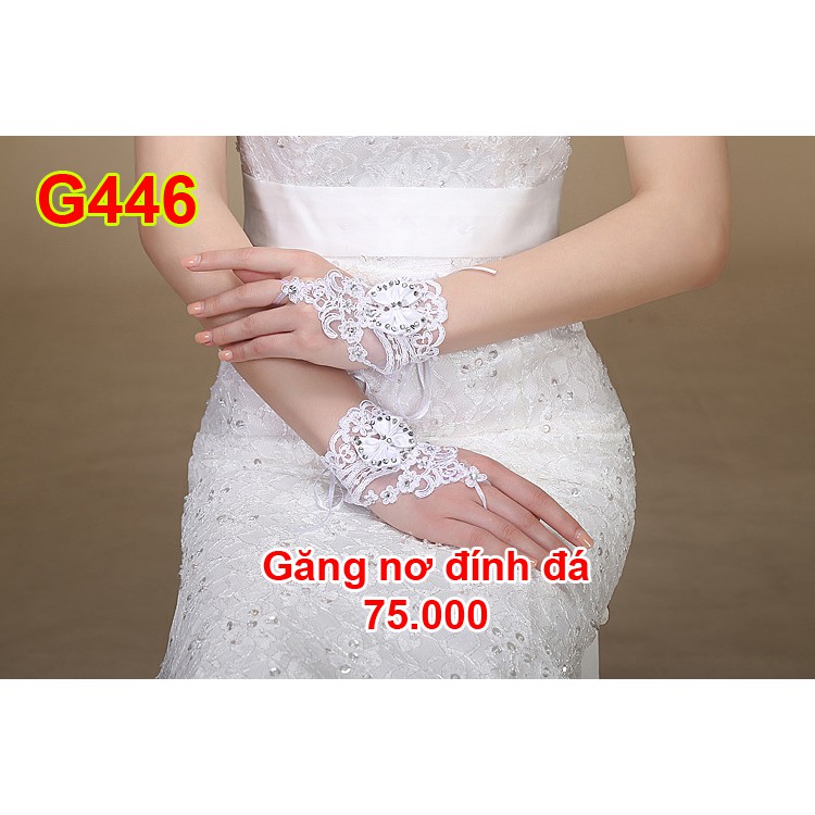 Găng tay cô dâu đẹp đính nơ xỏ ngón mẫu mới 2022 Giangpkc