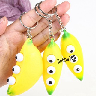 Móc khoá squishy gudetama quả chuối bóp ra mặt cười ngộ nghĩnh-bóp ra mắt trố-Móc khóa hình trái chuối siêu đẹp