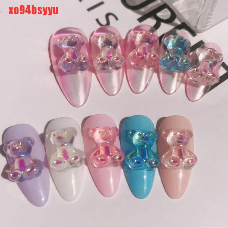 Set 6 Hình Dán Trang Trí Móng Tay Gấu 3D Thời Trang 3 Kích Thước xo94bsyyu